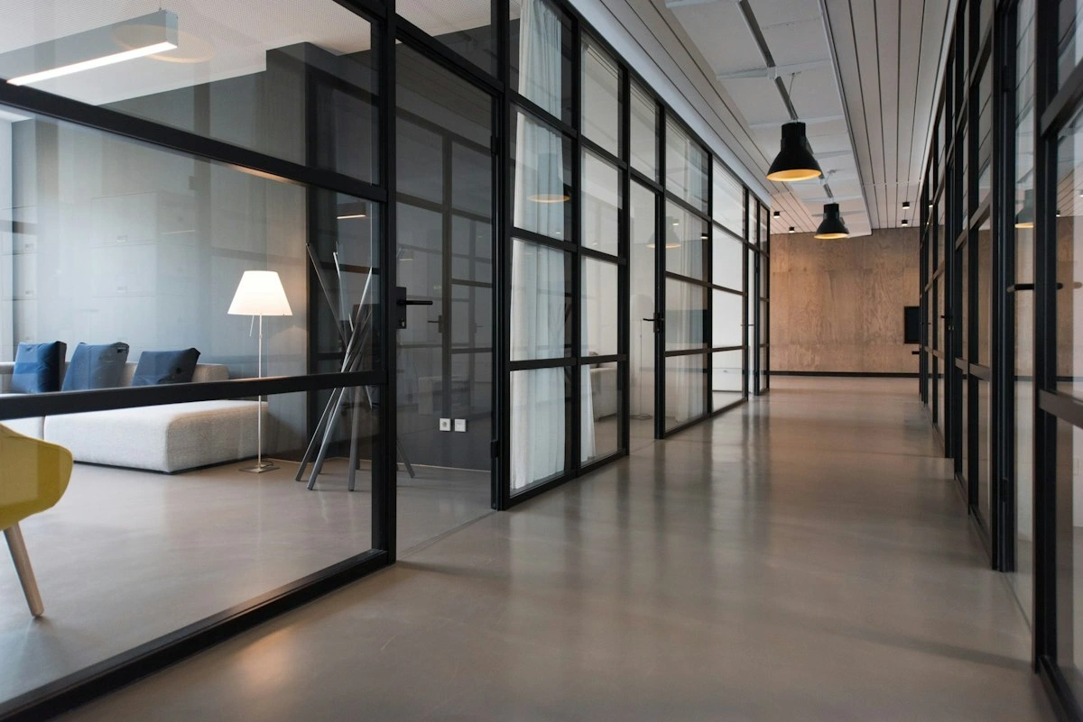 An elegantly lit contemporary interior representing connected spaces